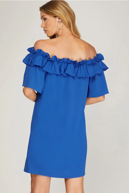 For The Frills Dress - Royal Blue