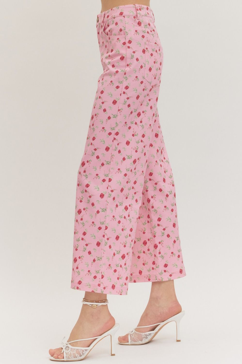 Rosebud Wide Leg Pants - Pink