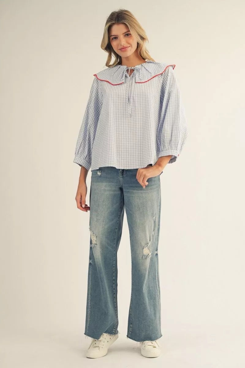 Matilda Gingham Peter Pan Collar Top