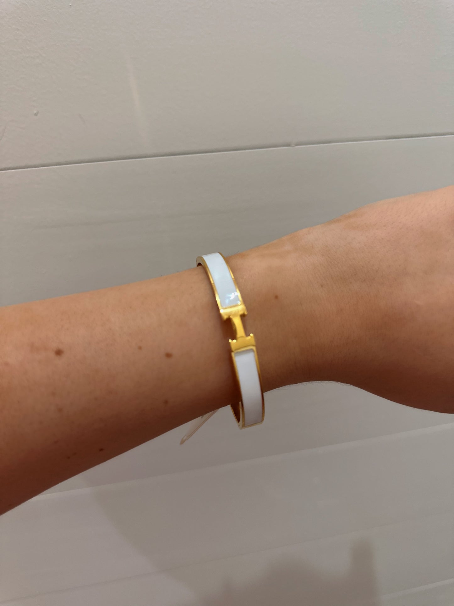 H Bangle Bracelet - White
