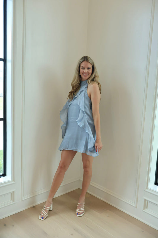 Make Waves Halter Mini Dress