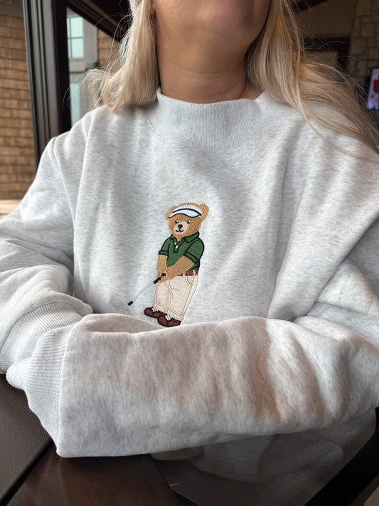 Little Teddy Bear Golfer  Mockneck Sweatshirt