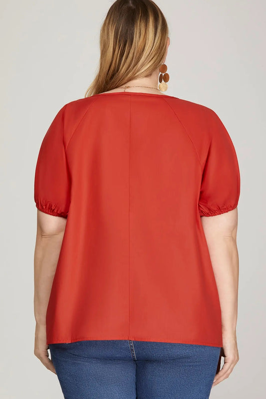 Red Poplin Top