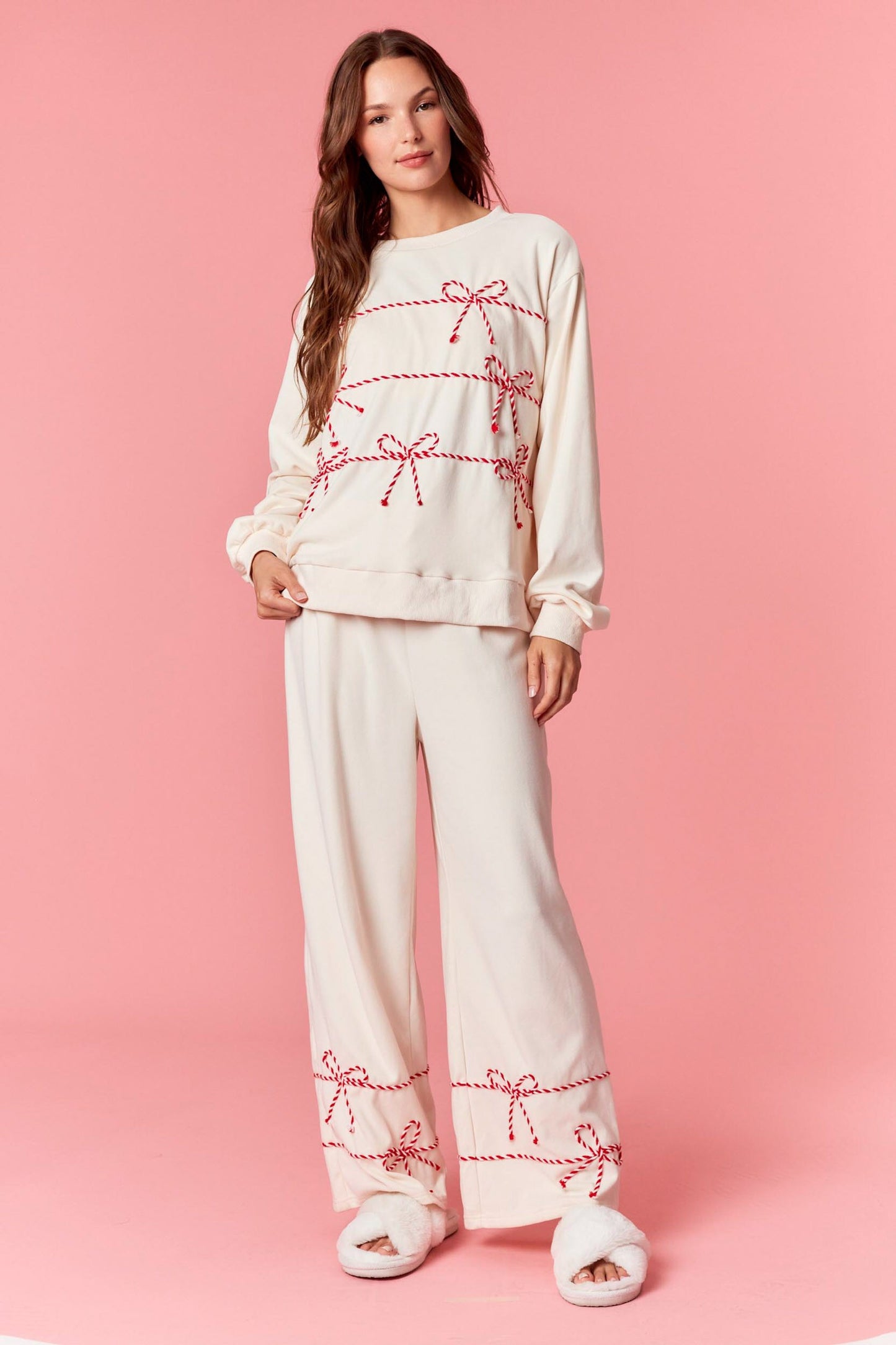 Candy Cane Trim Butter Soft Sweat Set