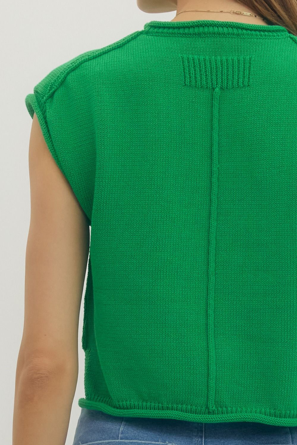 Sleeveless Cotton Sweater - Green