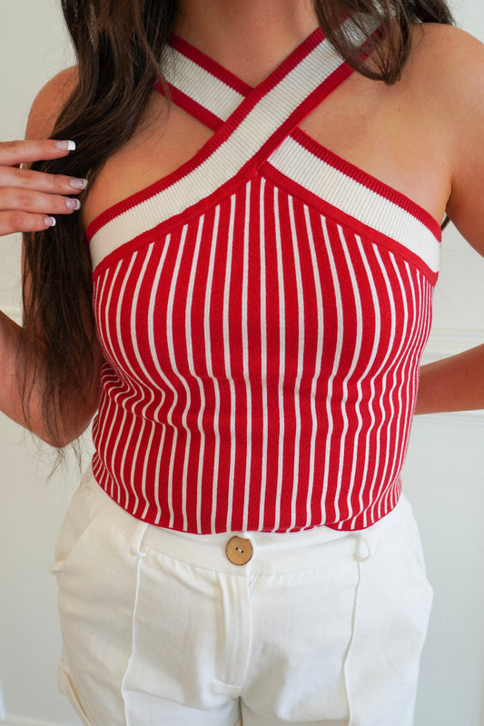 Red Criss Cross Top