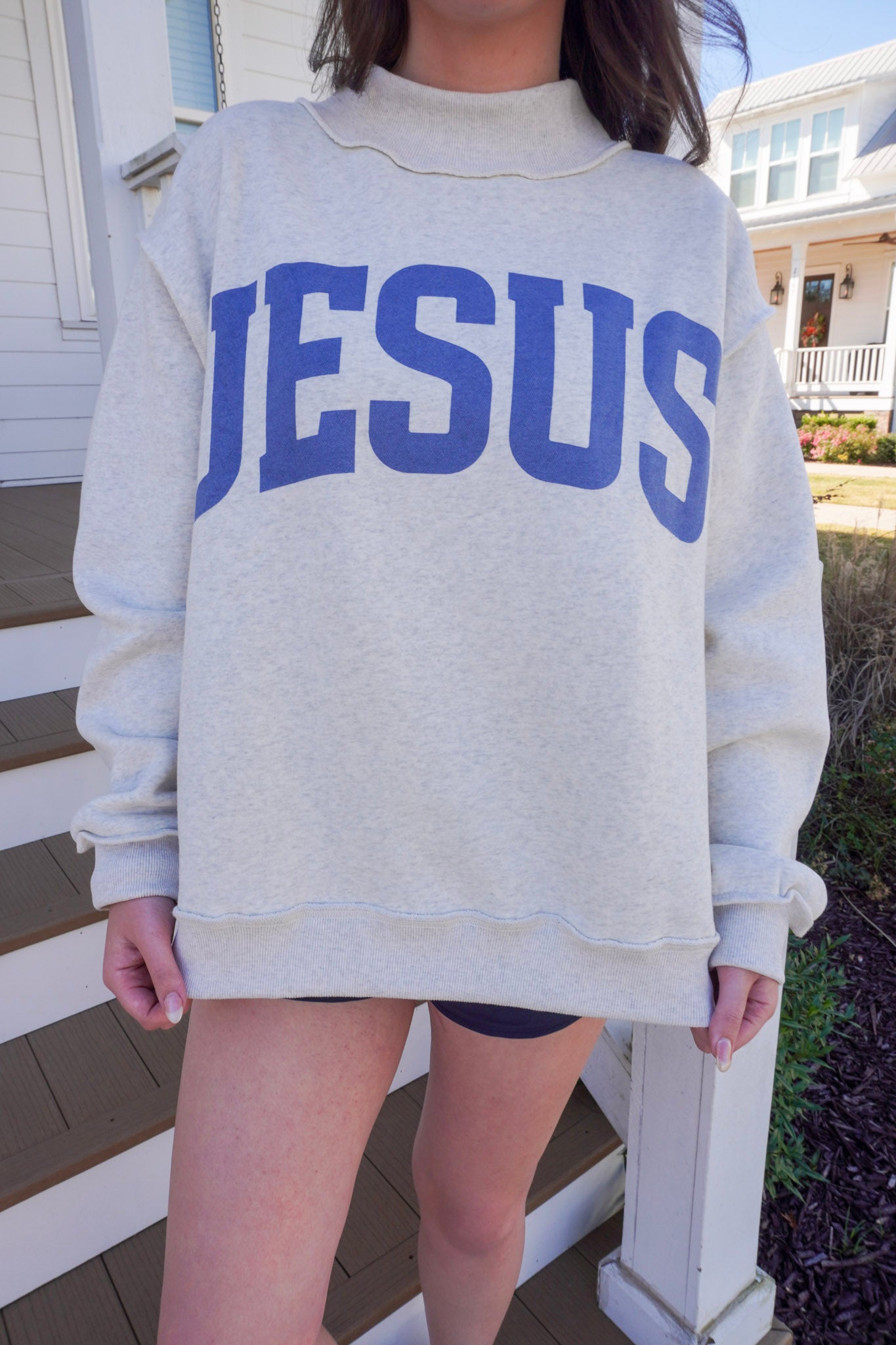 ‘JESUS & GOD IS GOOD’ Reversible Mock Neck Sweatshirt
