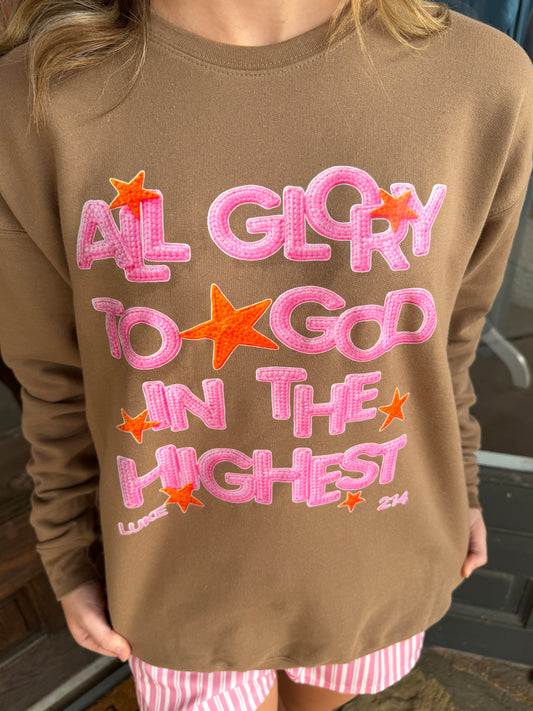 "Glory To God" Light Mocha Brown Sweatshirt