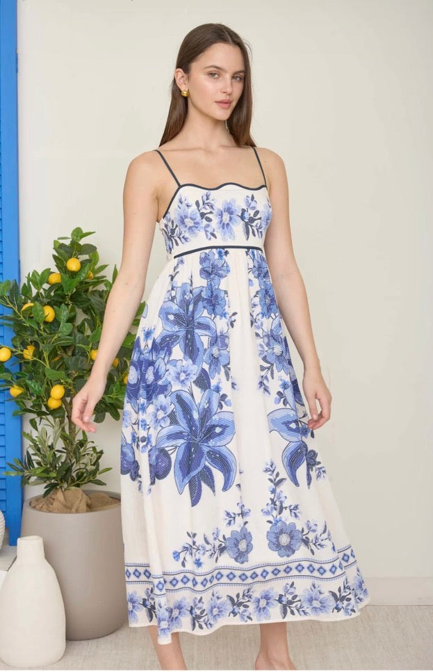 Positano Floral Scallop Maxi Dress