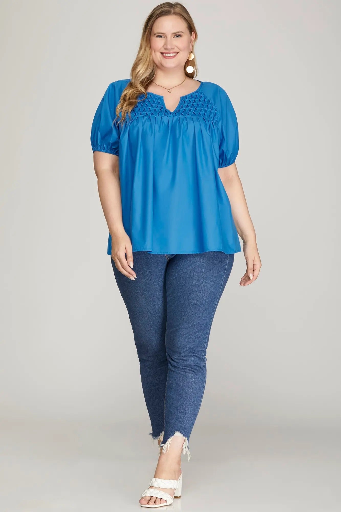 Blue Poplin Top