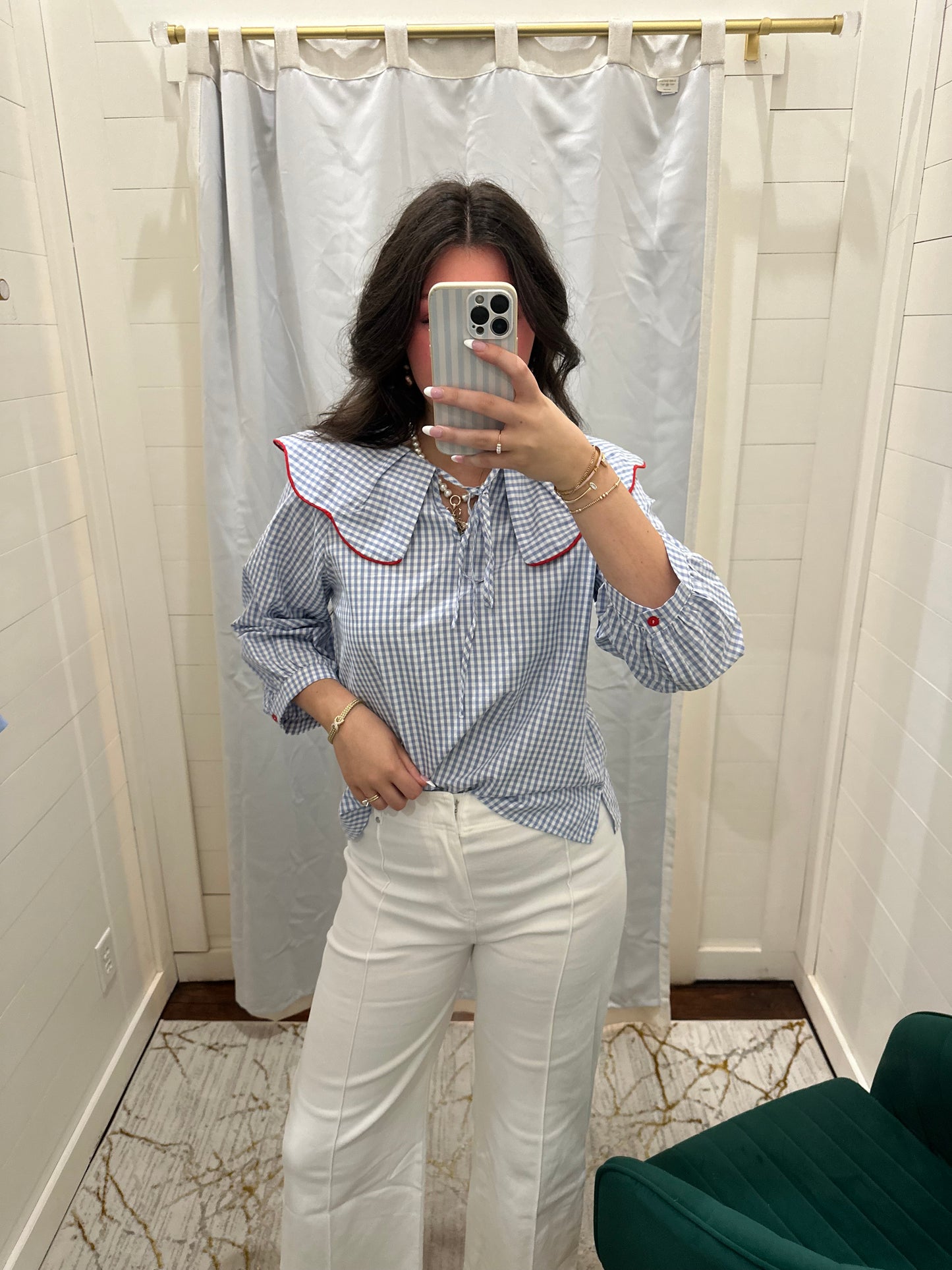 Matilda Gingham Peter Pan Collar Top