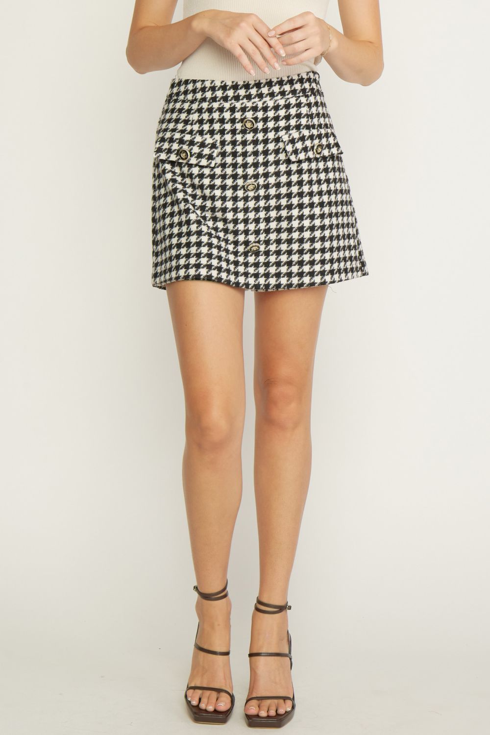 Houndstooth Skort - Black/White