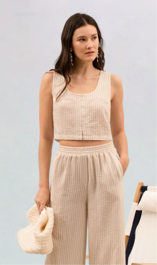 Life Is Good Linen Top - Light Khaki