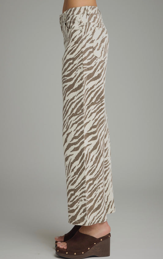 Zebra Wide Leg Pants -Ecru