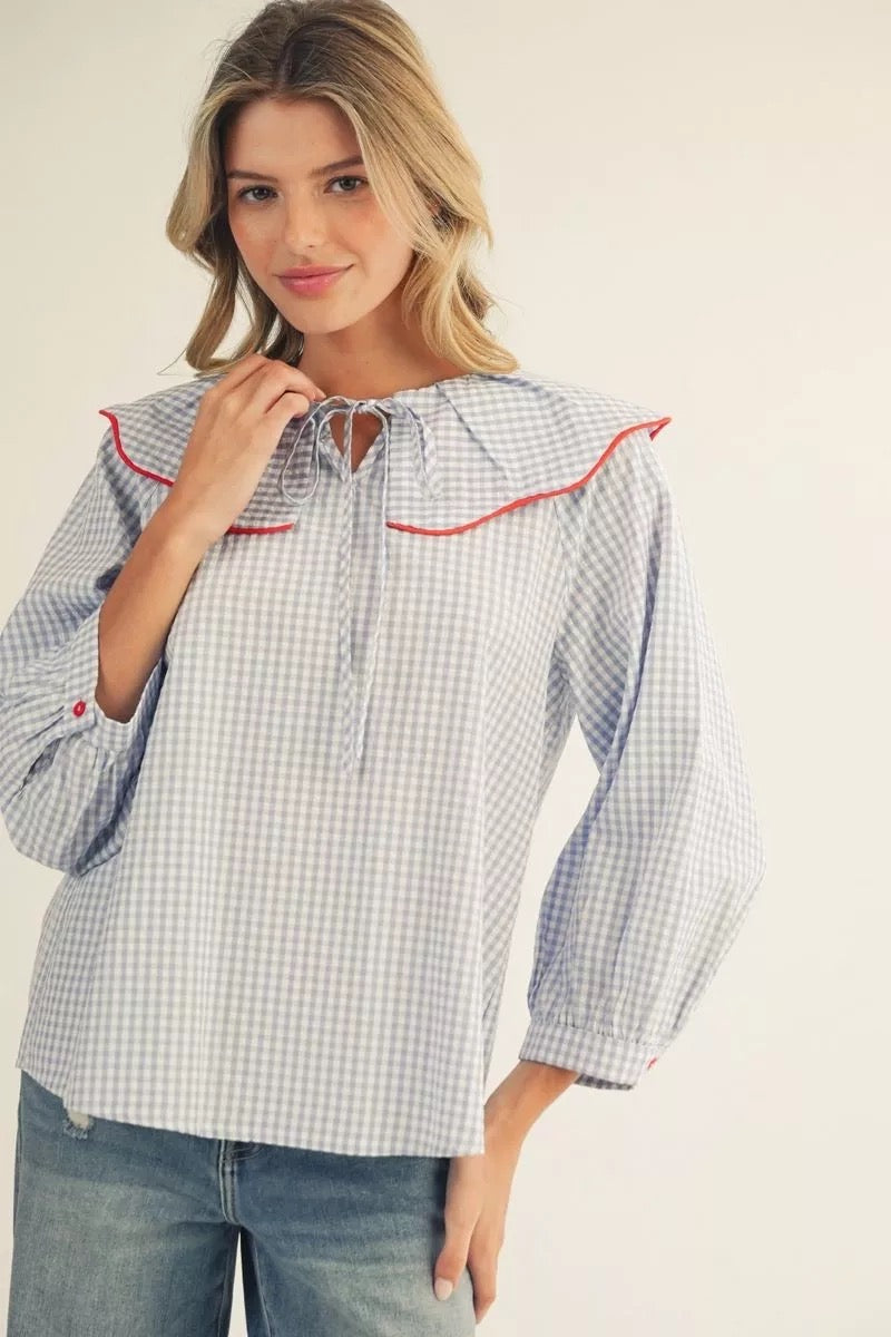 Matilda Gingham Peter Pan Collar Top