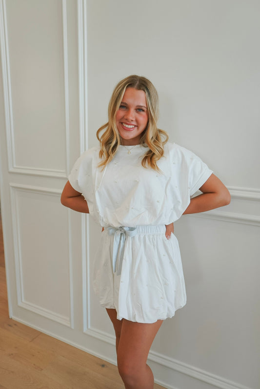 White Pearl Detail 2-Piece Bubble Set