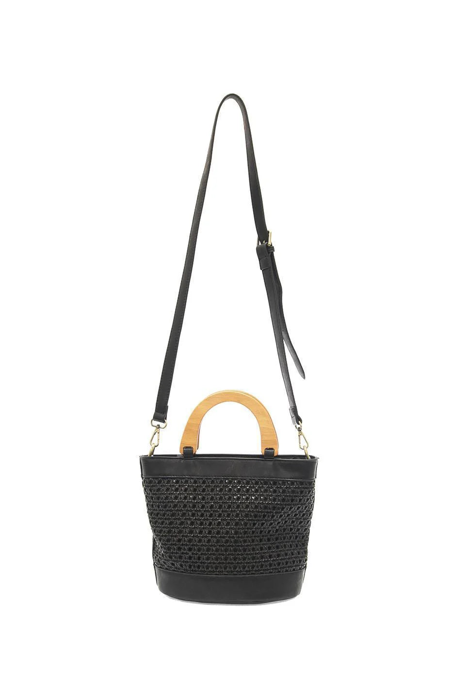 Joy Susan Havana Faux Cane Wood Handle Bag - Black