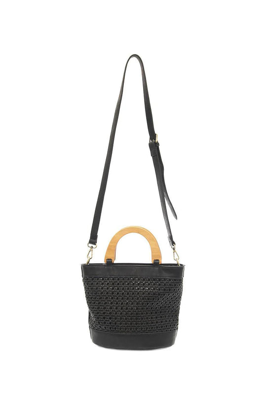 Joy Susan Havana Faux Cane Wood Handle Bag - Black