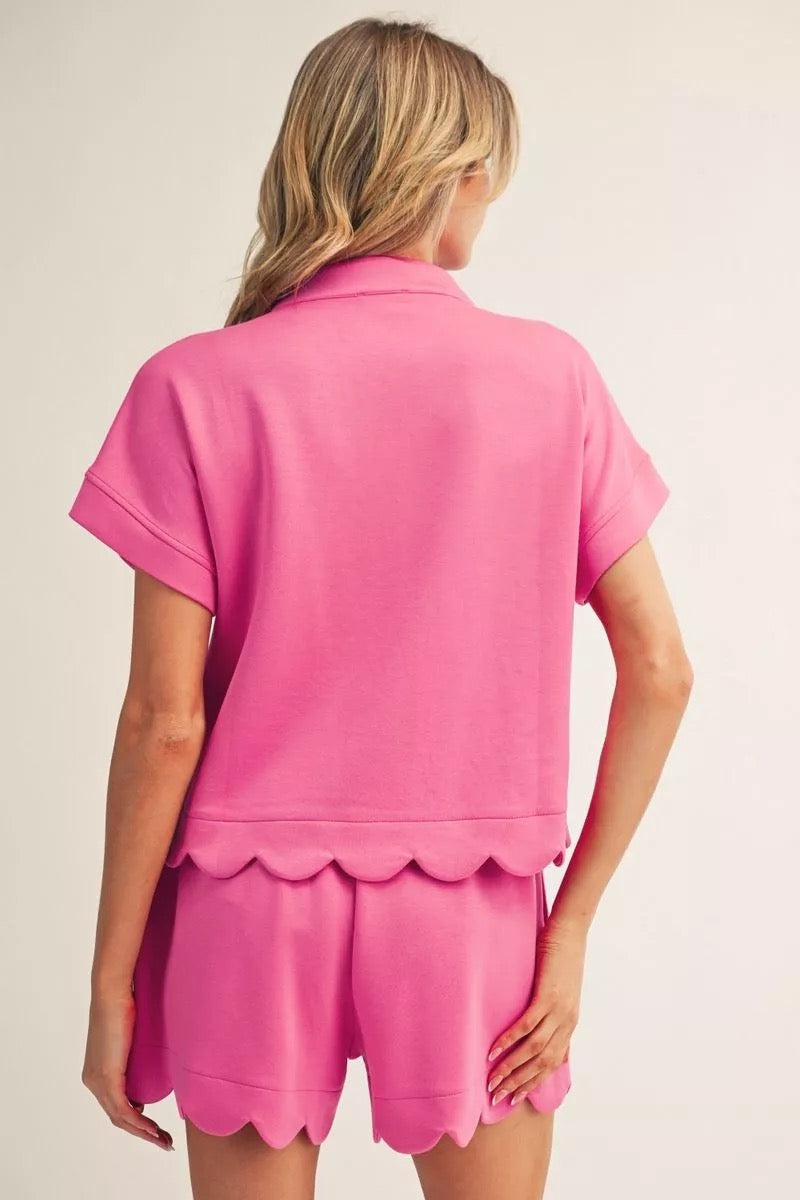 Hot Pink Scallop Butter-Soft Set