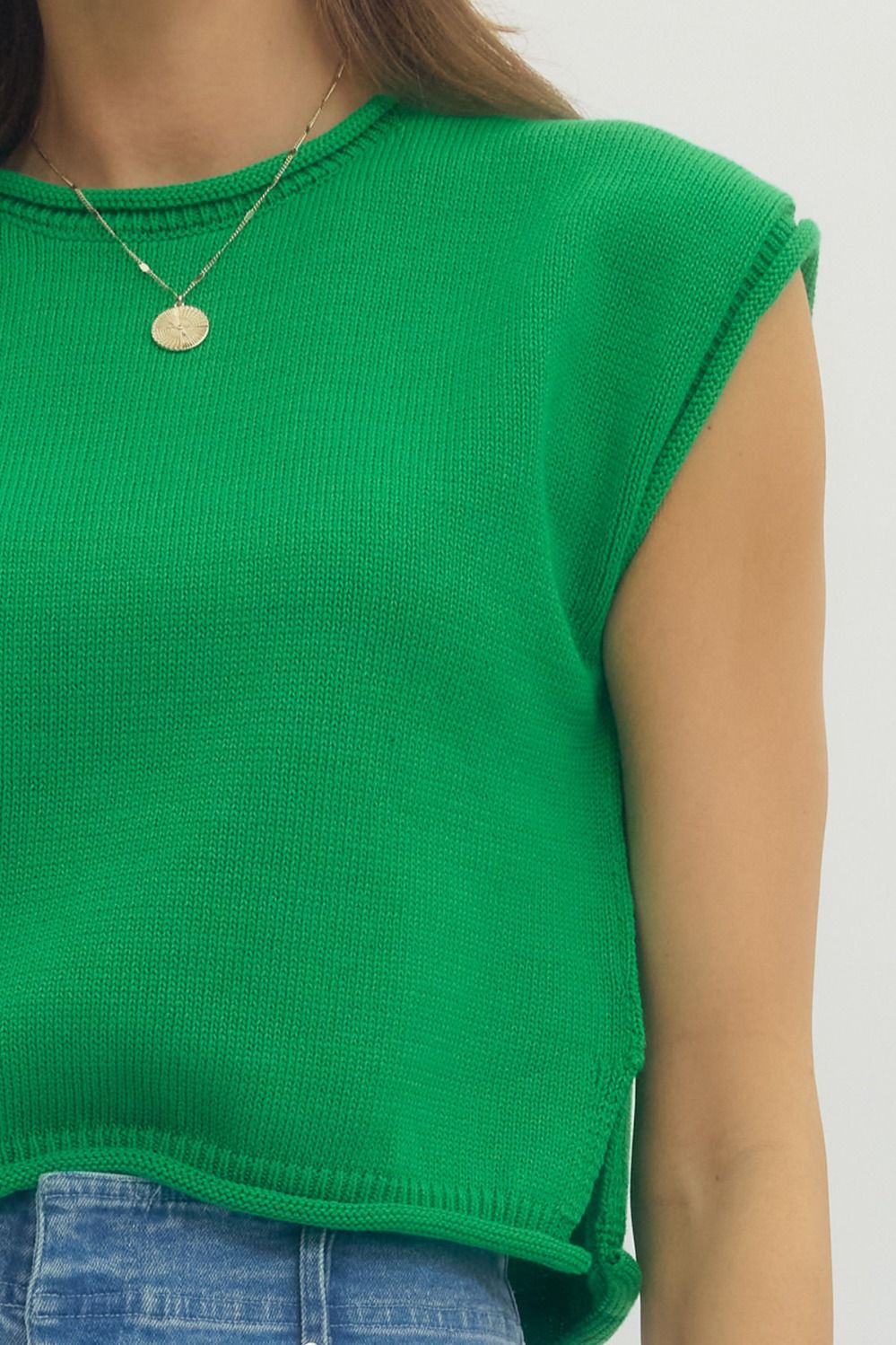 Sleeveless Cotton Sweater - Green