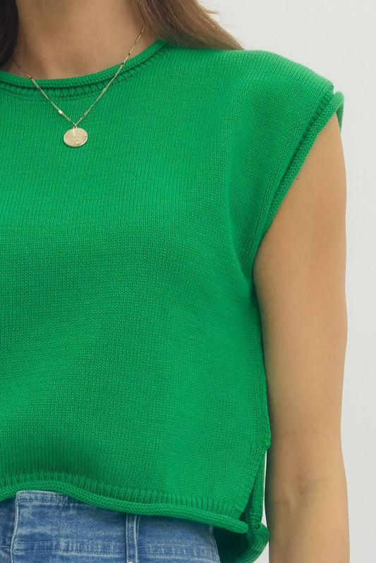 Sleeveless Cotton Sweater - Green