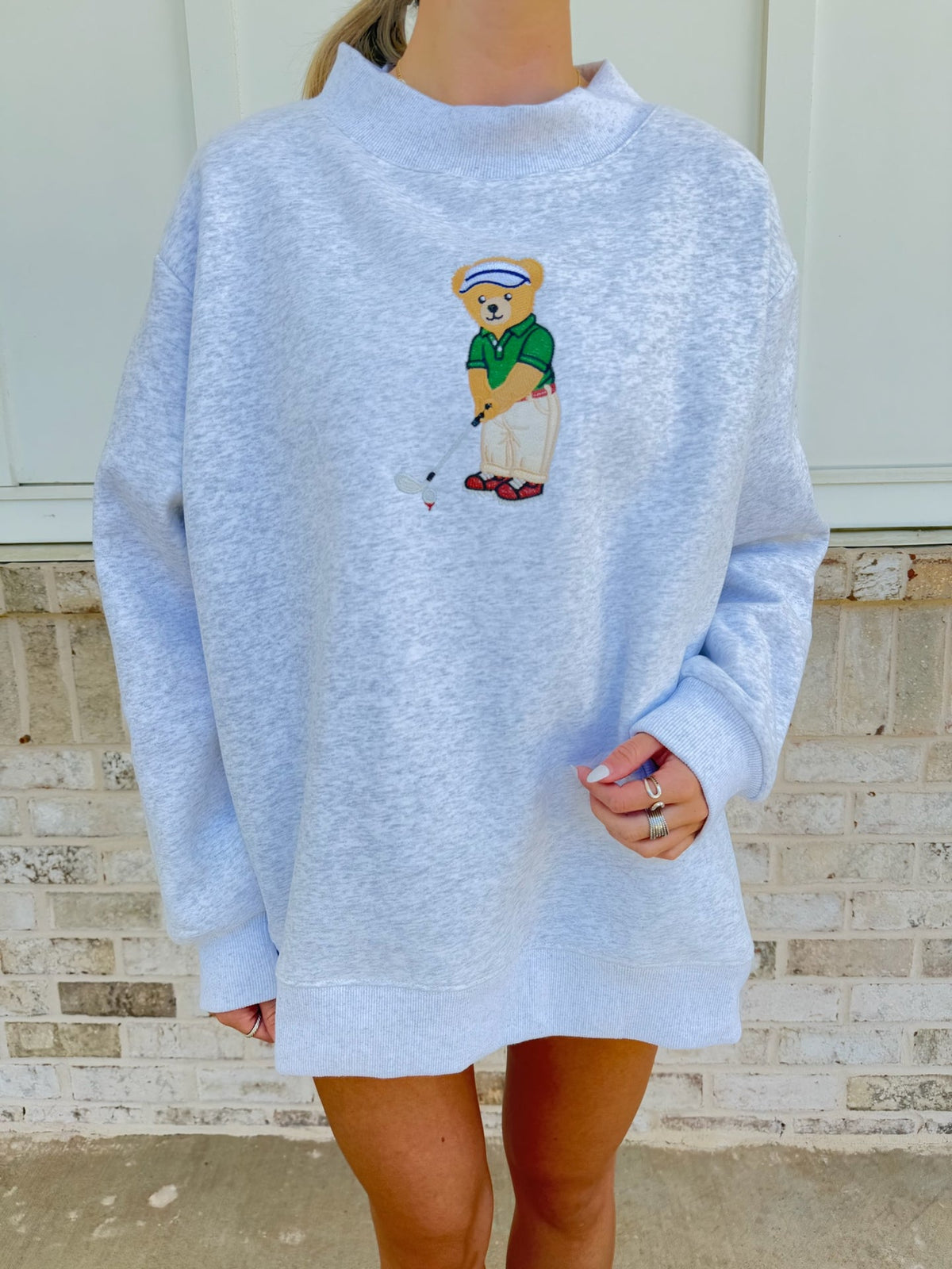 Little Teddy Bear Golfer  Mockneck Sweatshirt