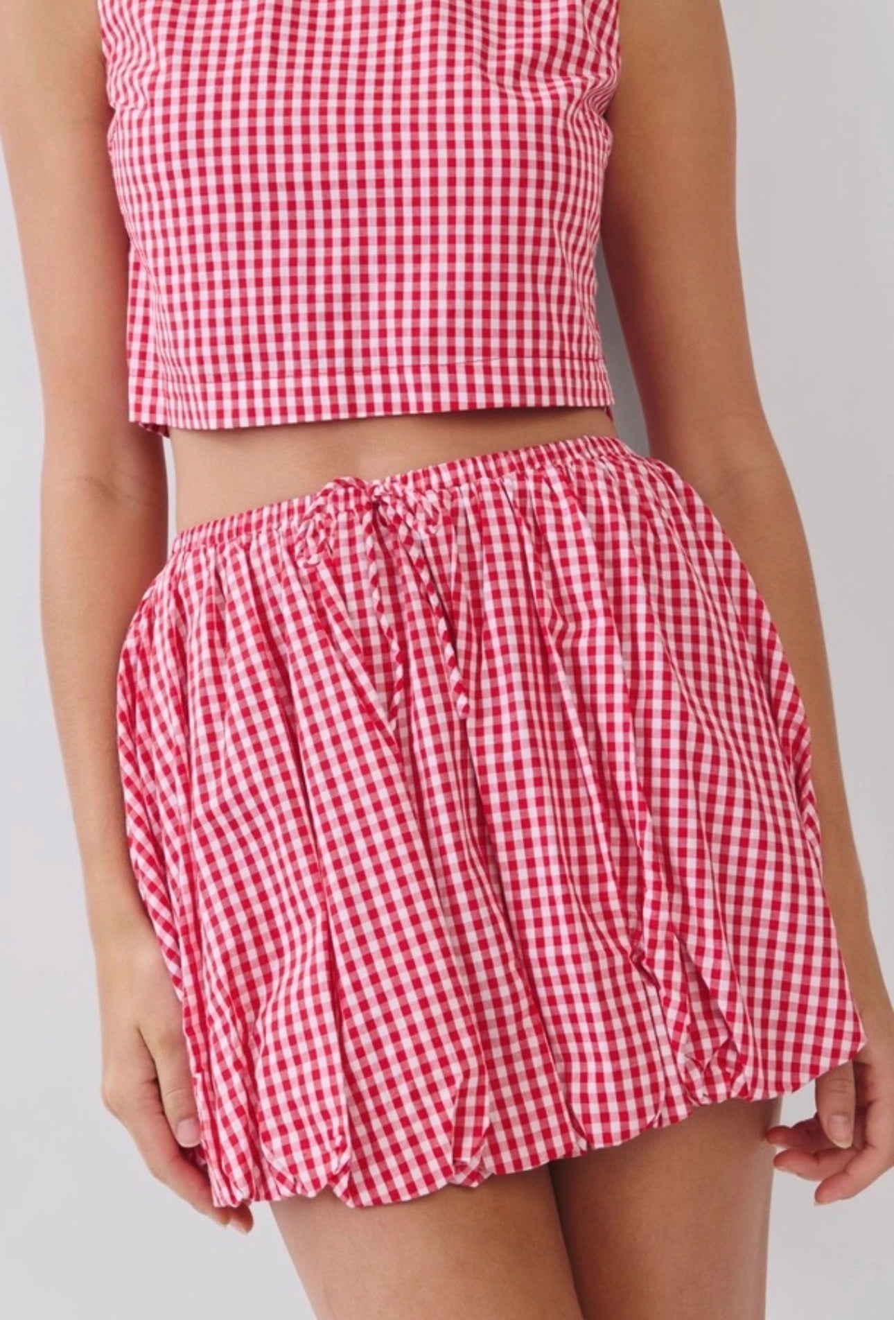 Red Gingham Skirt & Top Set