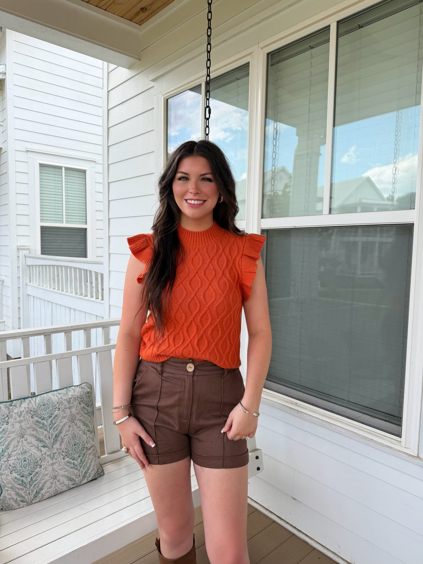 Ruffle Sleeve Sweater Top