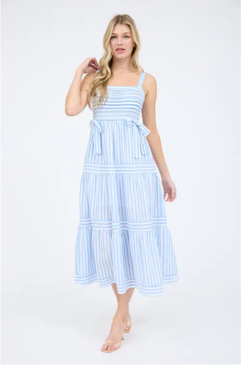Lauren Dress - Blue With Bows