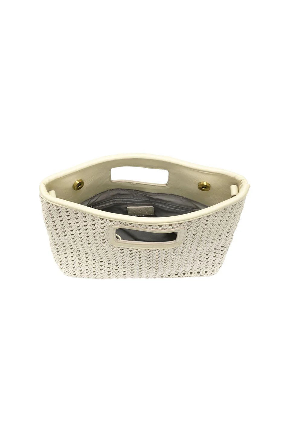 Joy Susan Rio Faux Cane Wood Handle Tote - White