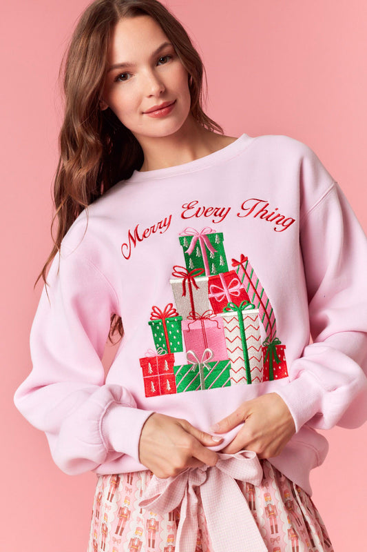 “Merry Every Thing” Pink Sweatshirt