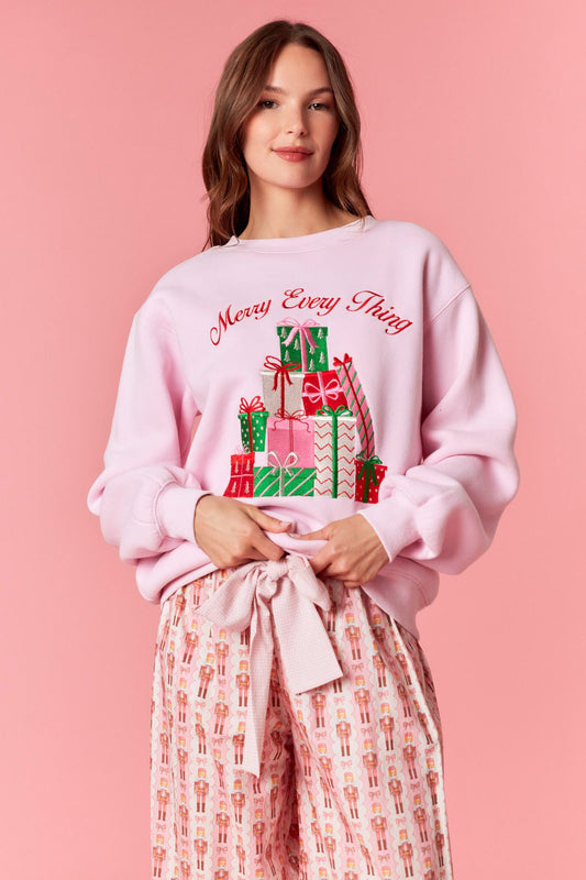 “Merry Every Thing” Pink Sweatshirt
