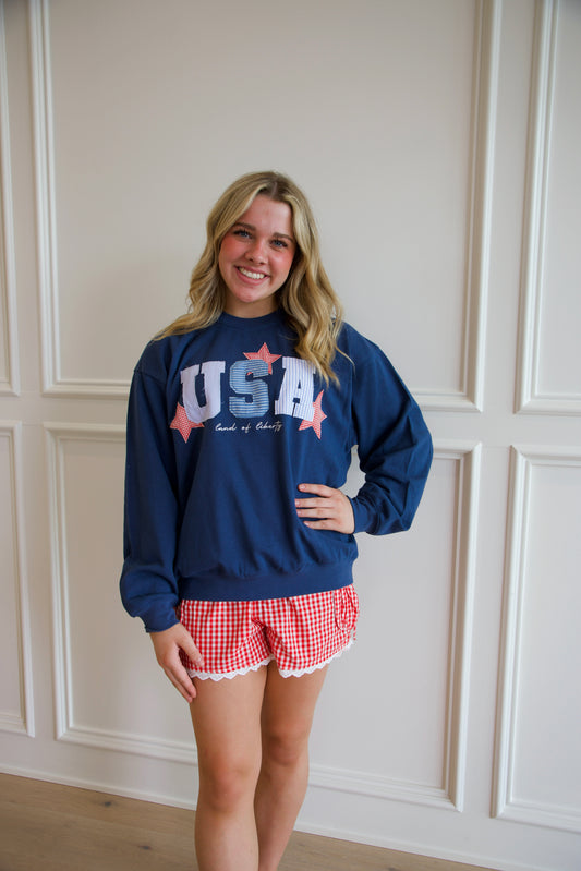 USA Patchwork Crewneck