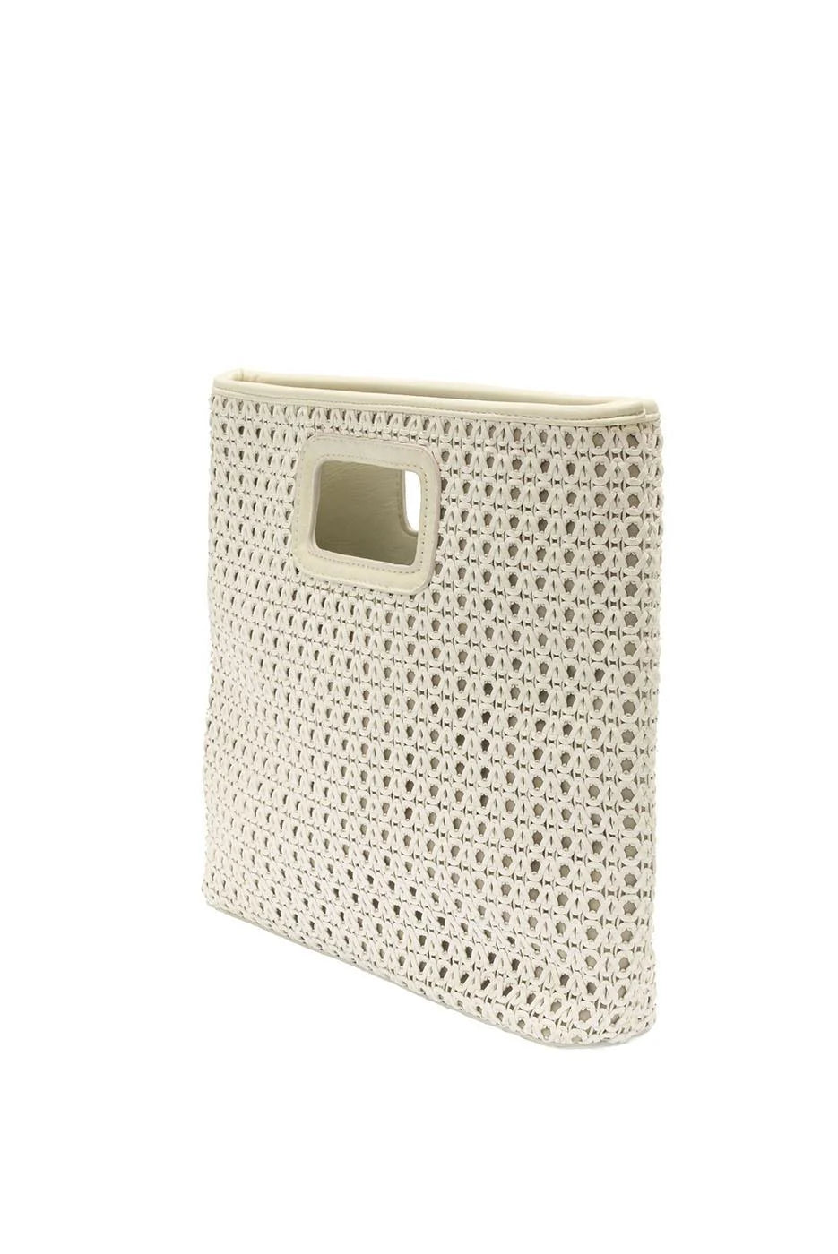 Joy Susan Rio Faux Cane Wood Handle Tote - White