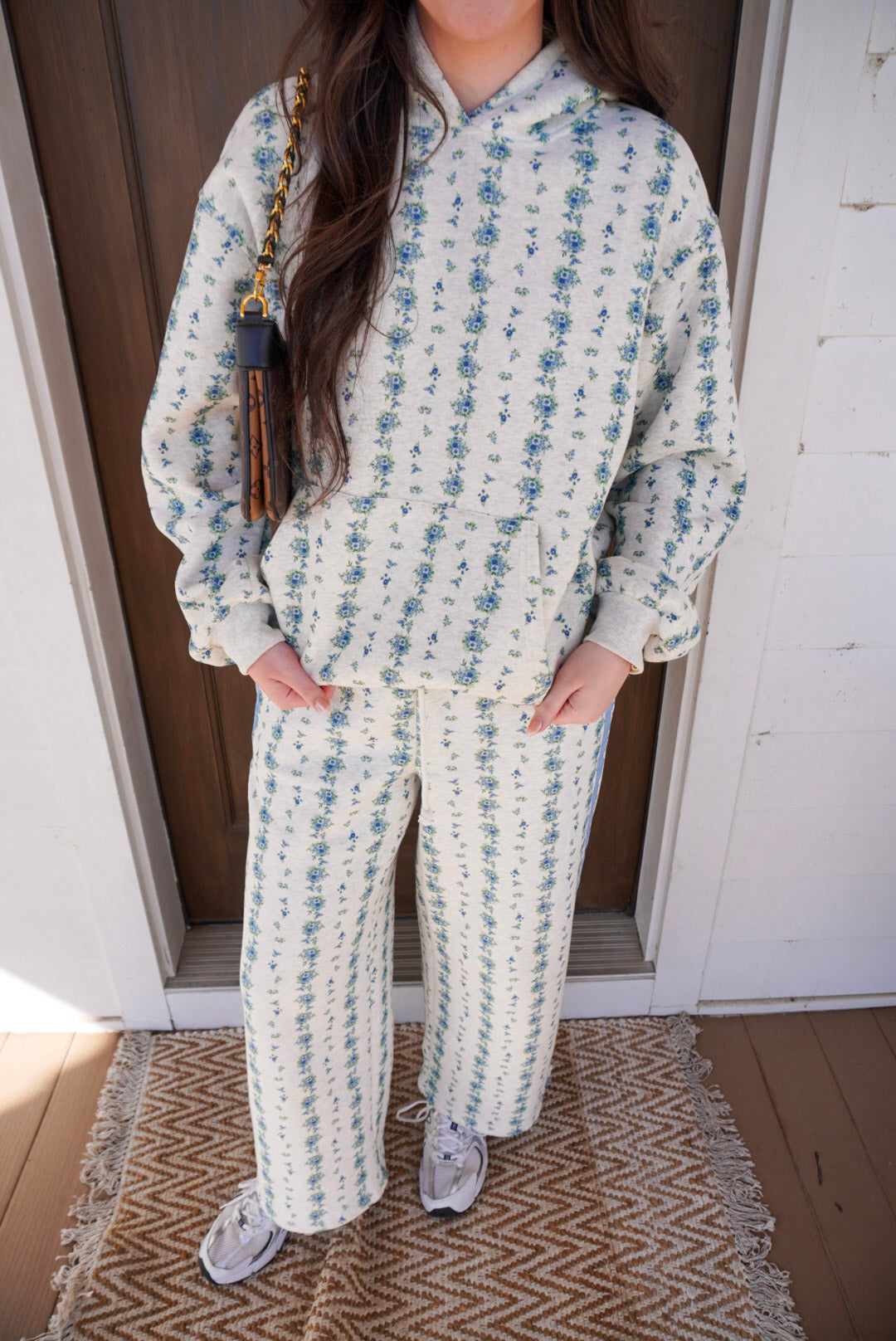 Blue Floral Printed Matching Sweat Set