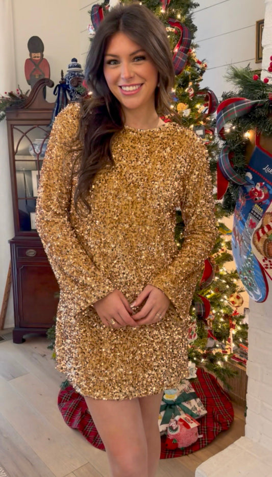 Taupe Sequin Cocktail Dress