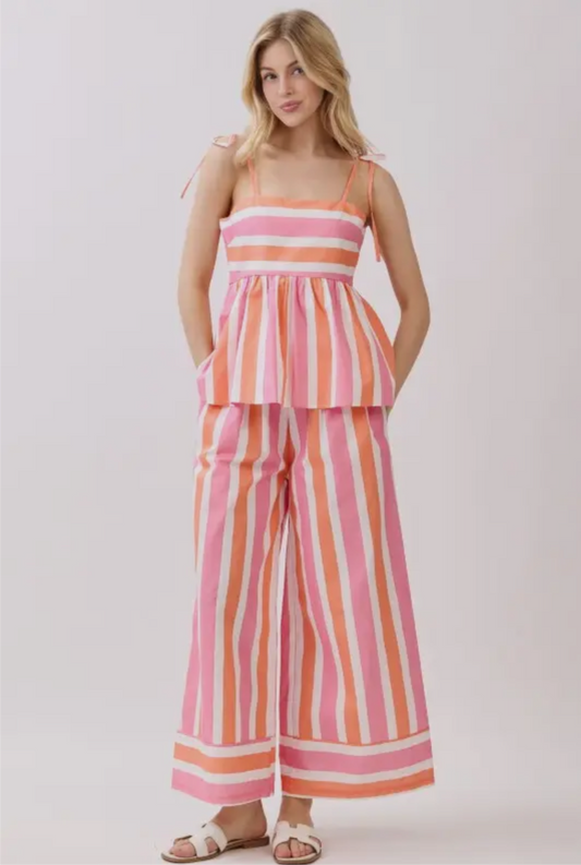 Pink & Orange Striped Set