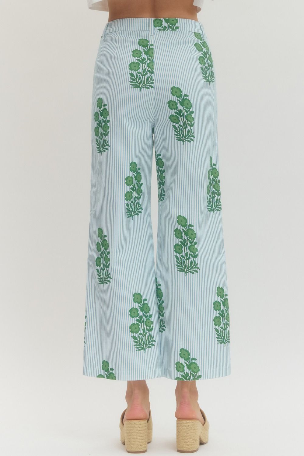 Blooms & Stripes Floral Denim Pants