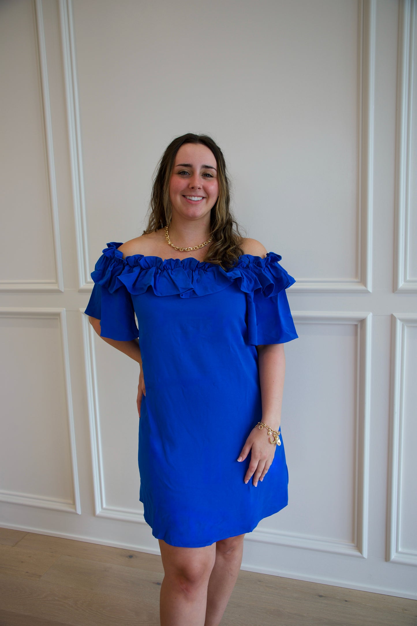 For The Frills Dress - Royal Blue
