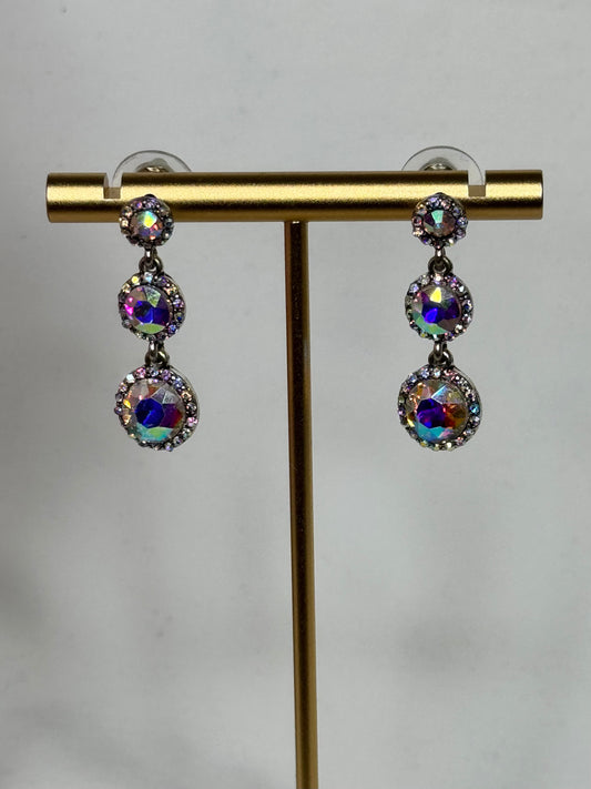 Small Drop Iridescent Rhinestone Earrings