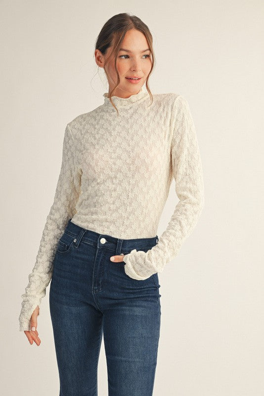 Ivory Lacey Long Sleeve Top
