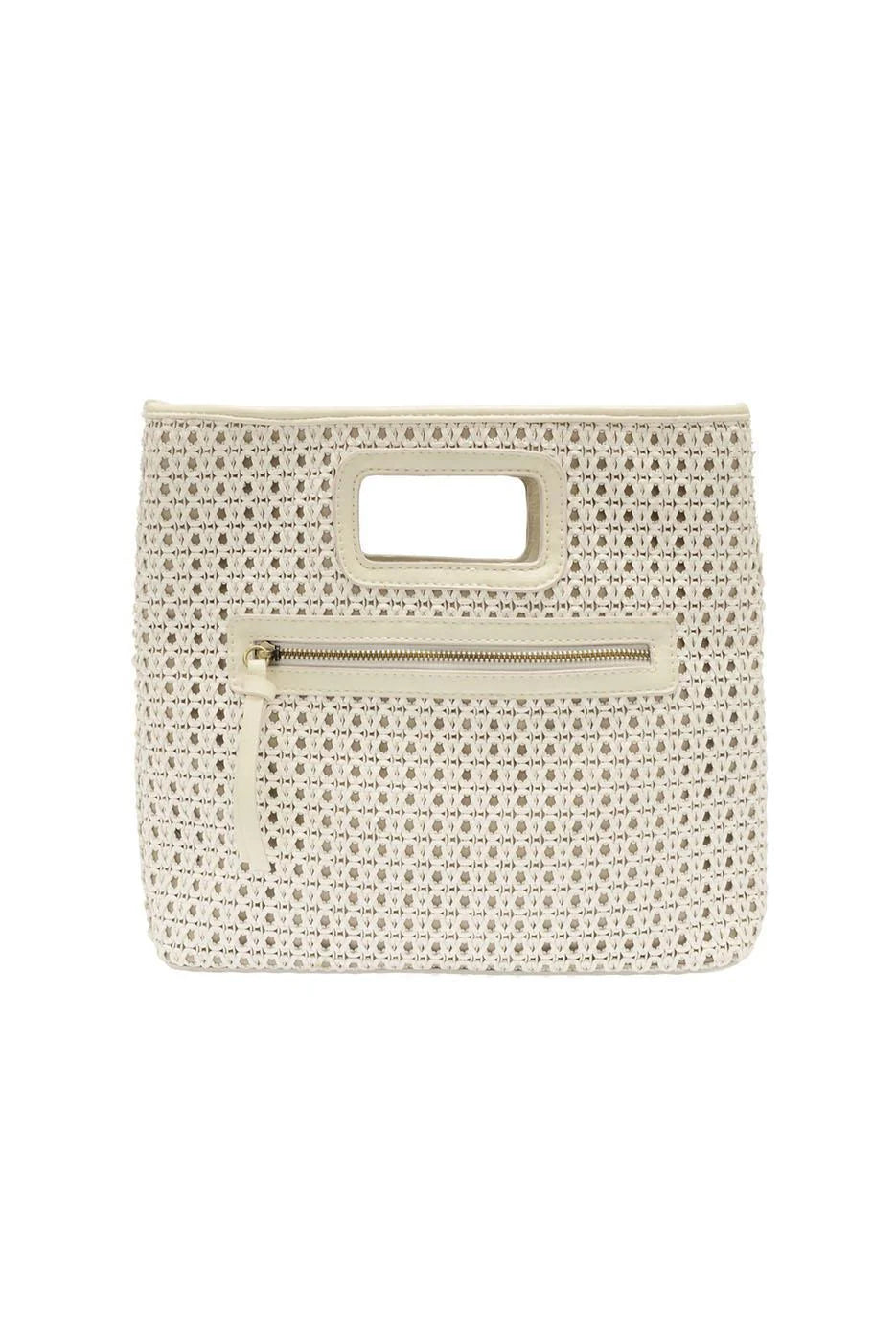 Joy Susan Rio Faux Cane Wood Handle Tote - White
