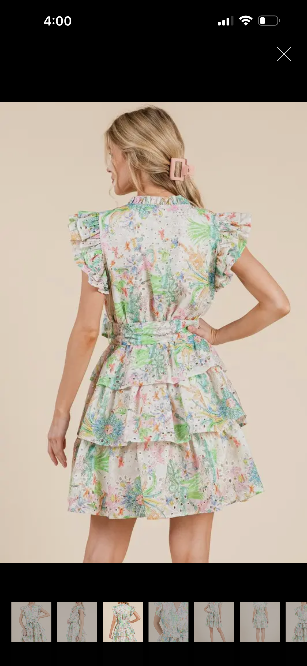 Green Multicolor Ruffle Mini Dress - Curvy