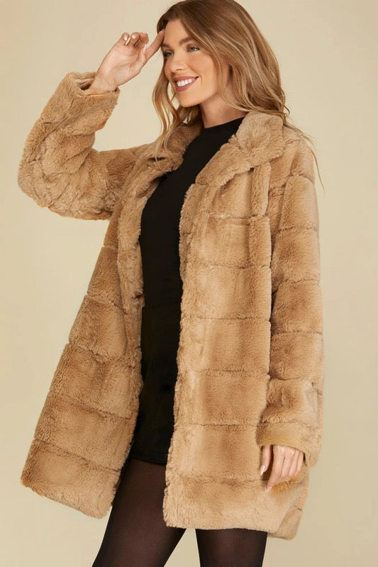 Camel Faux Fur Luxe Coat