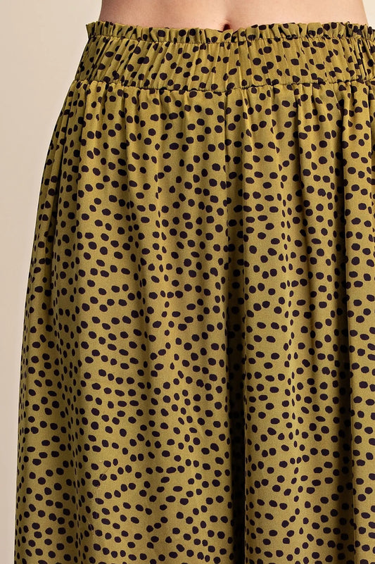 Elastic Band Dot Pants -Olive