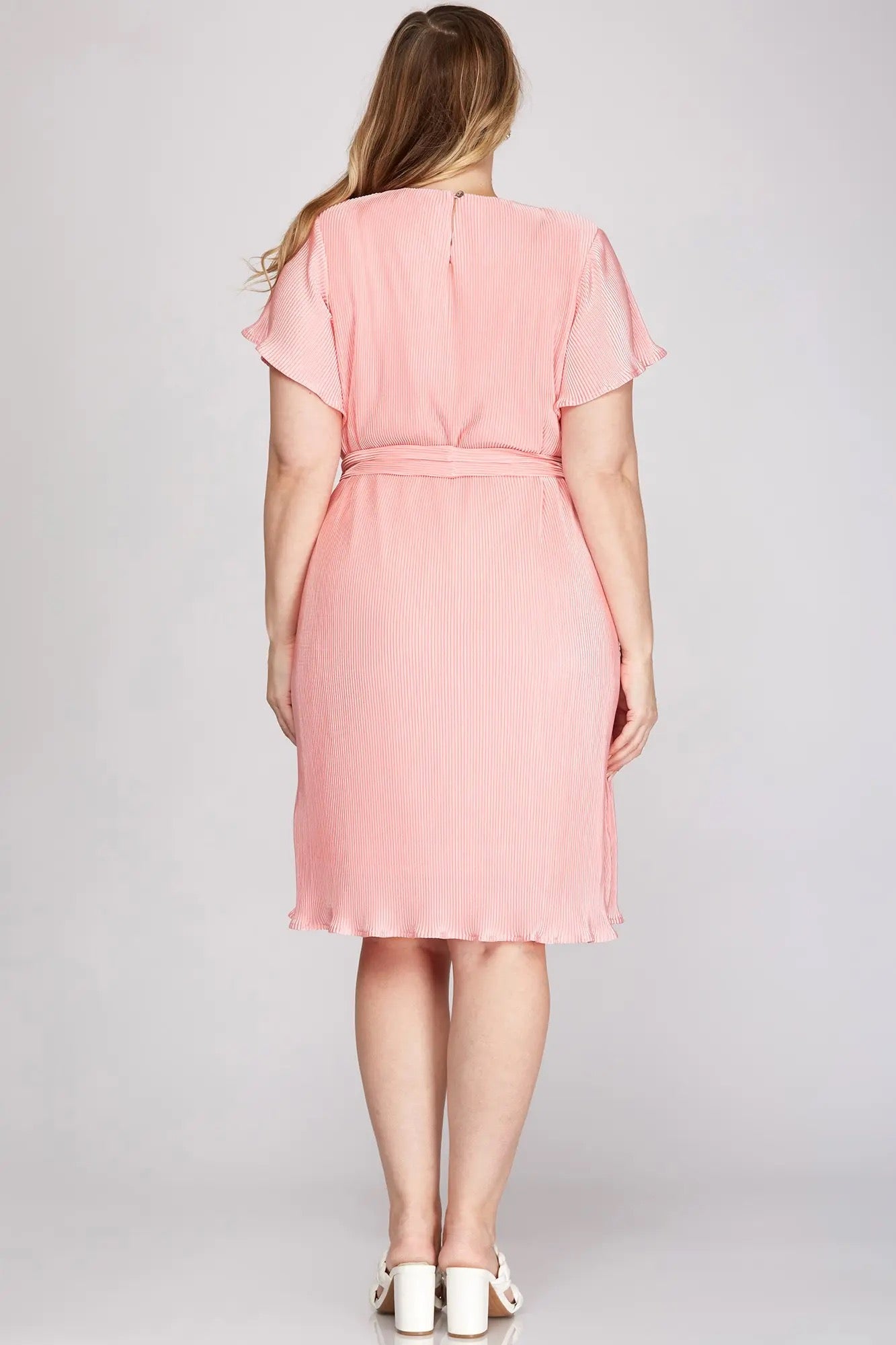 Baby Pink Flutter Sleeve Dress