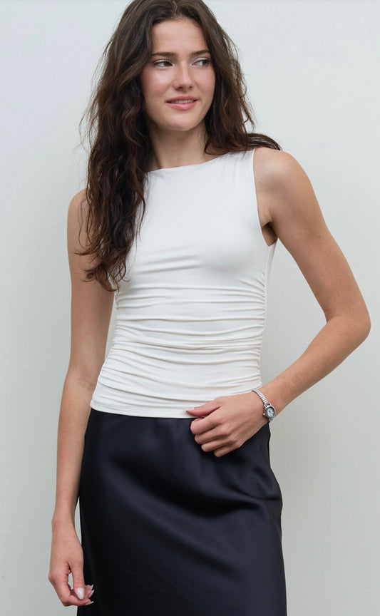 Ruched Detail Tank Top - Ivory