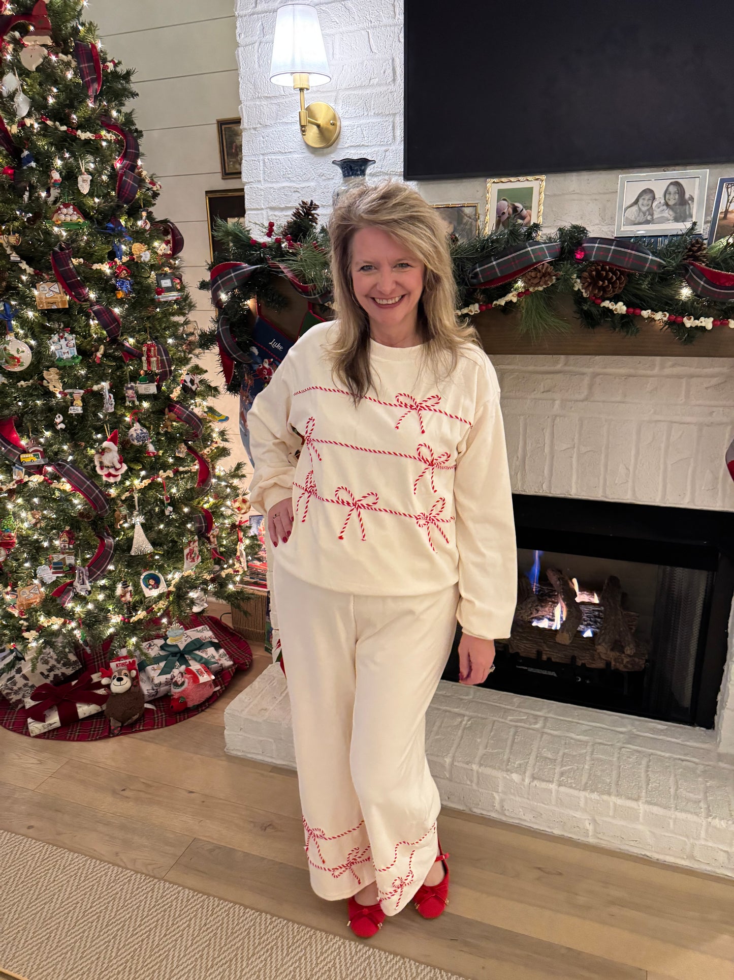 Candy Cane Trim Butter Soft Sweat Set