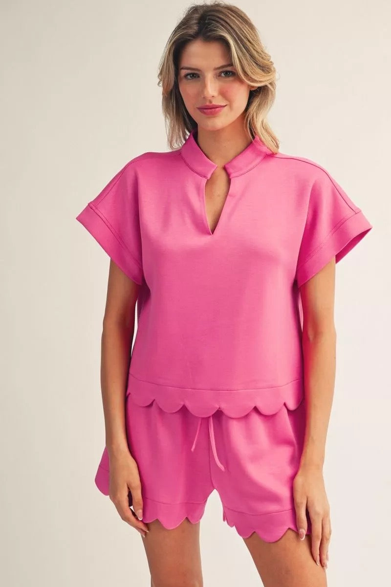 Hot Pink Scallop Butter-Soft Set