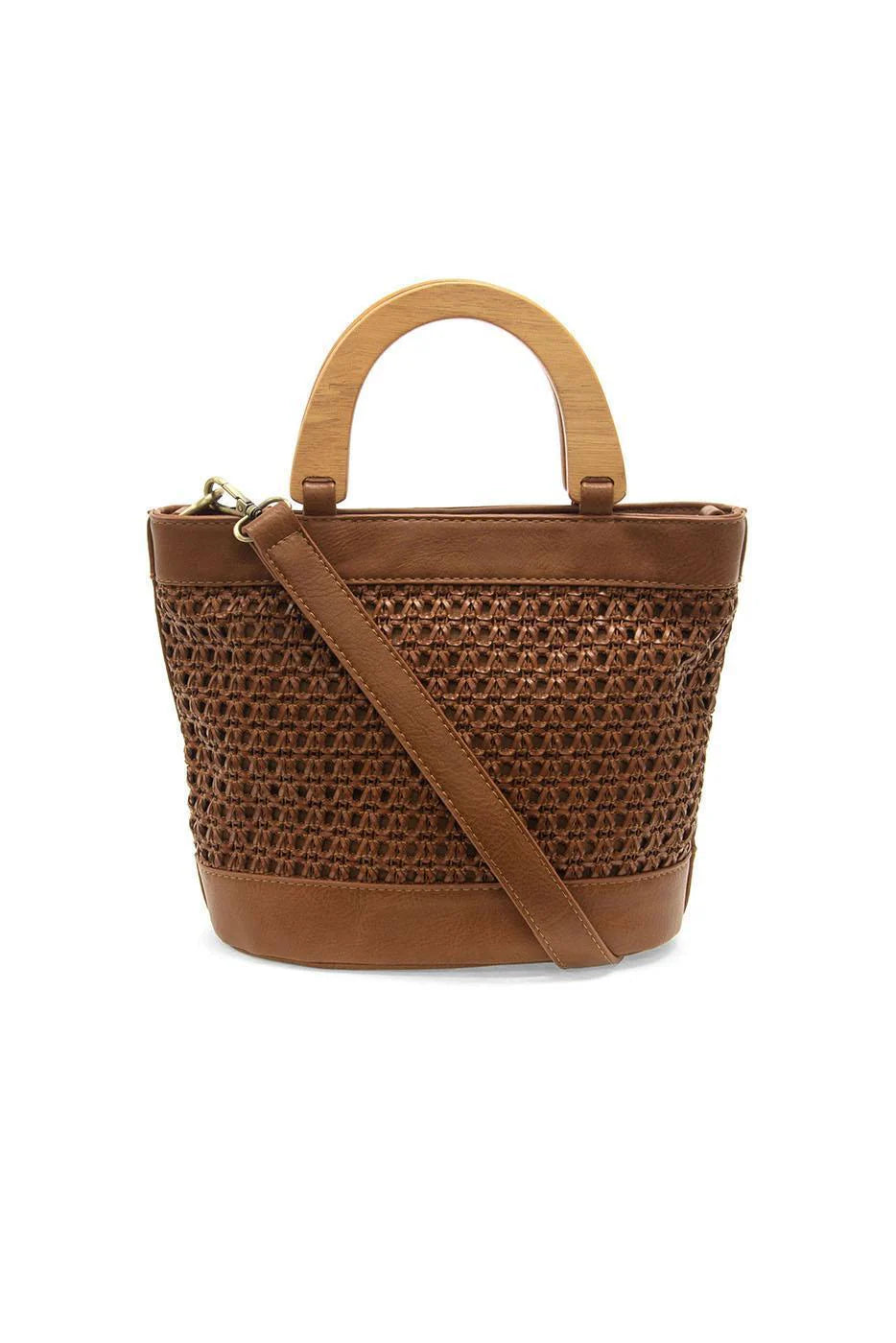Joy Susan Havana Faux Cane Wood Handle Bag - Cognac
